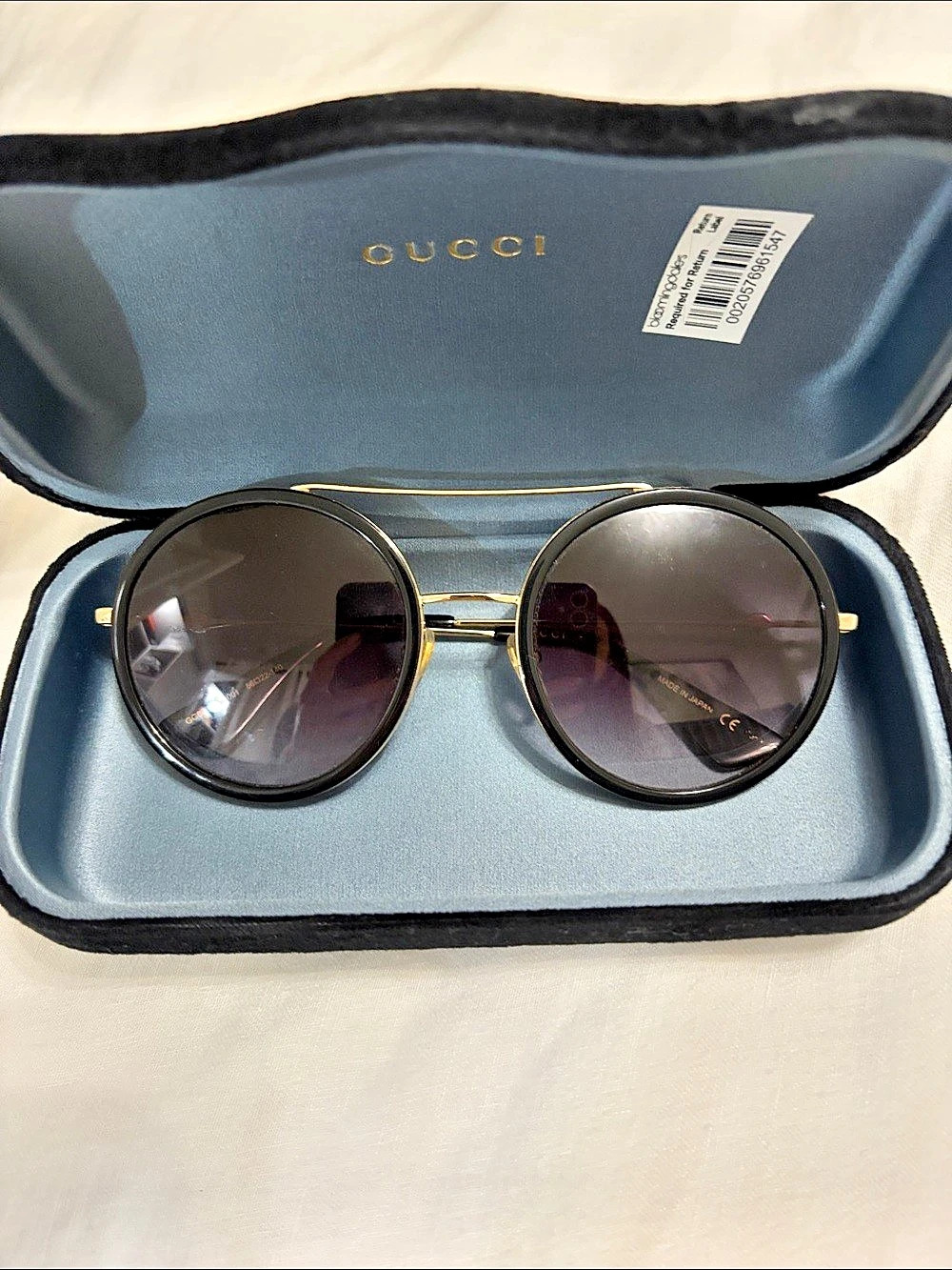 Gucci Round Black & Gold Sunglasses Like New